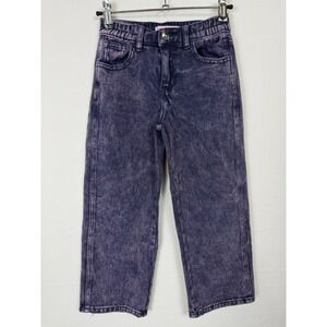 Gogo Star Acid Wash Jeans Kids Size 8 Lavender Straight Leg Elastic Waist
